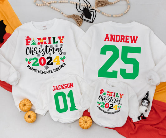 Matching Family Christmas 2024 Sweatshirts, Making Memories Together Vintage Holiday Design, Custom Names, Christmas Crew Outfits