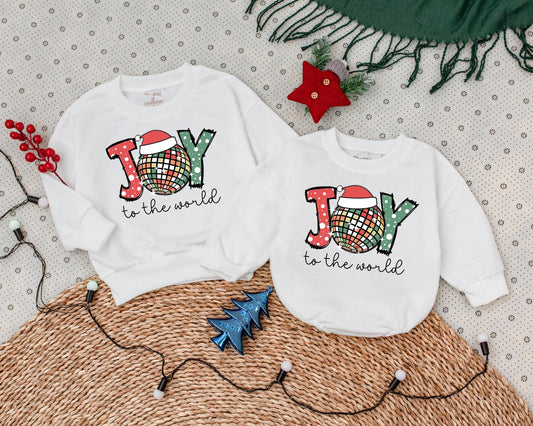 Joyful Christmas Romper: Vintage Toddler Sweatshirt & Baby Gift