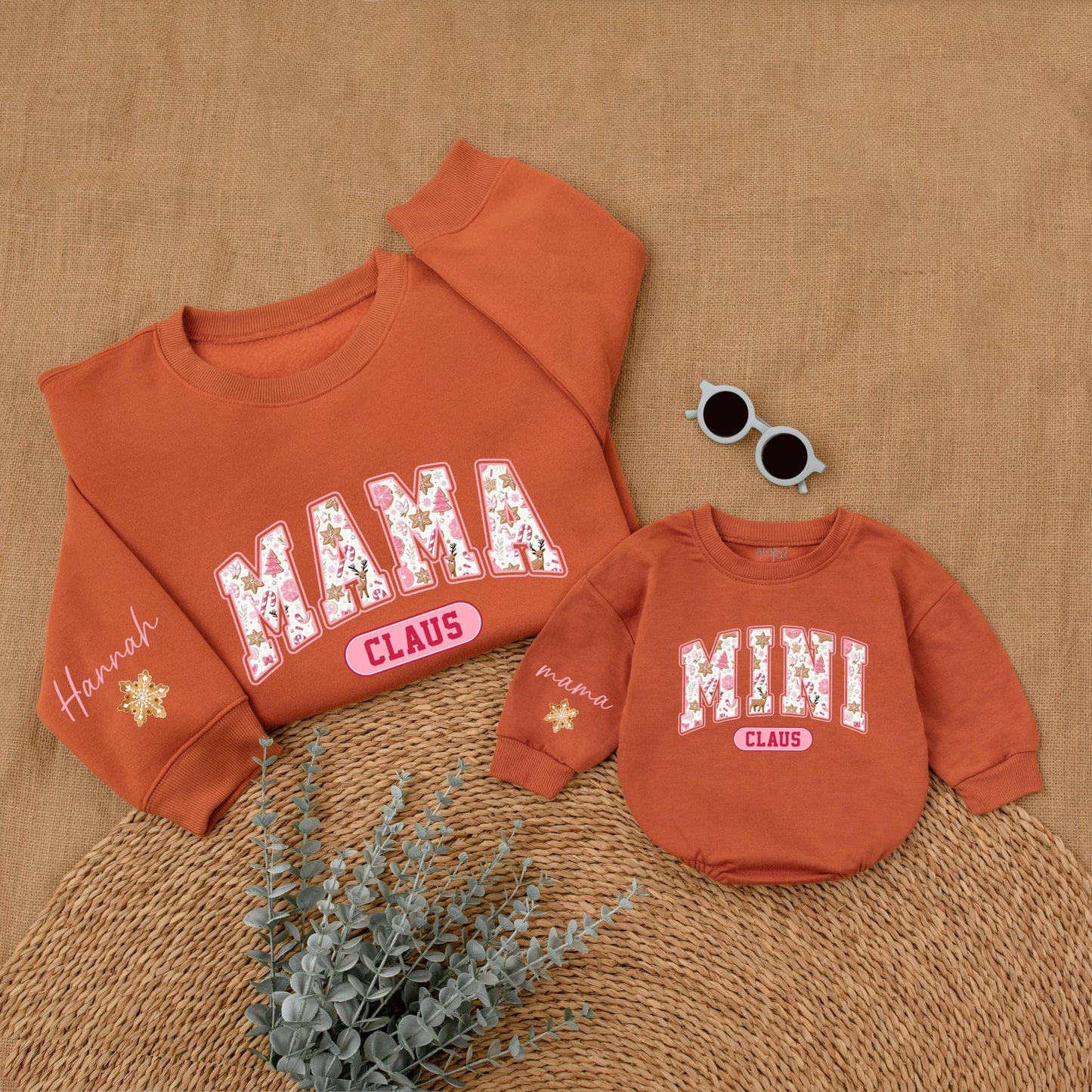 Mama and Mini Pink Christmas Sweatshirts | Family Matching Set
