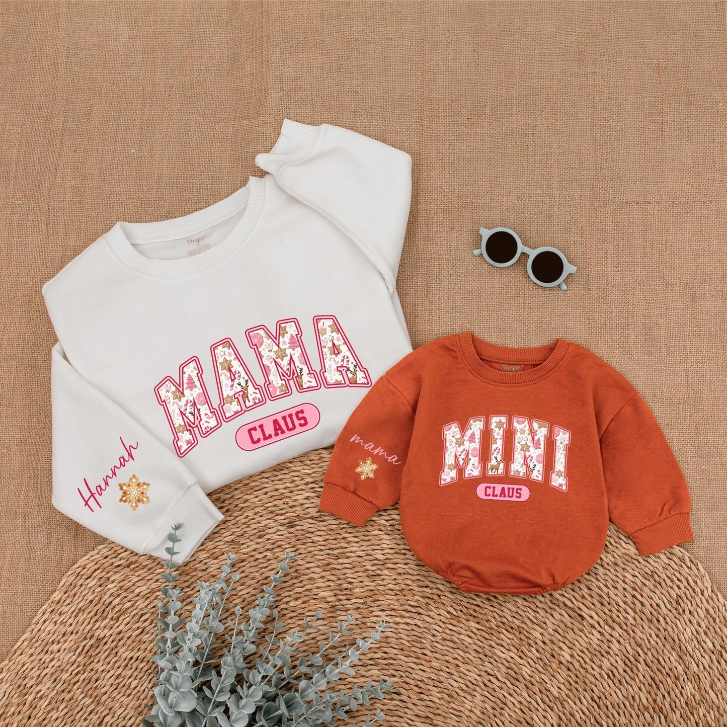 Mama and Mini Pink Christmas Sweatshirts | Family Matching Set