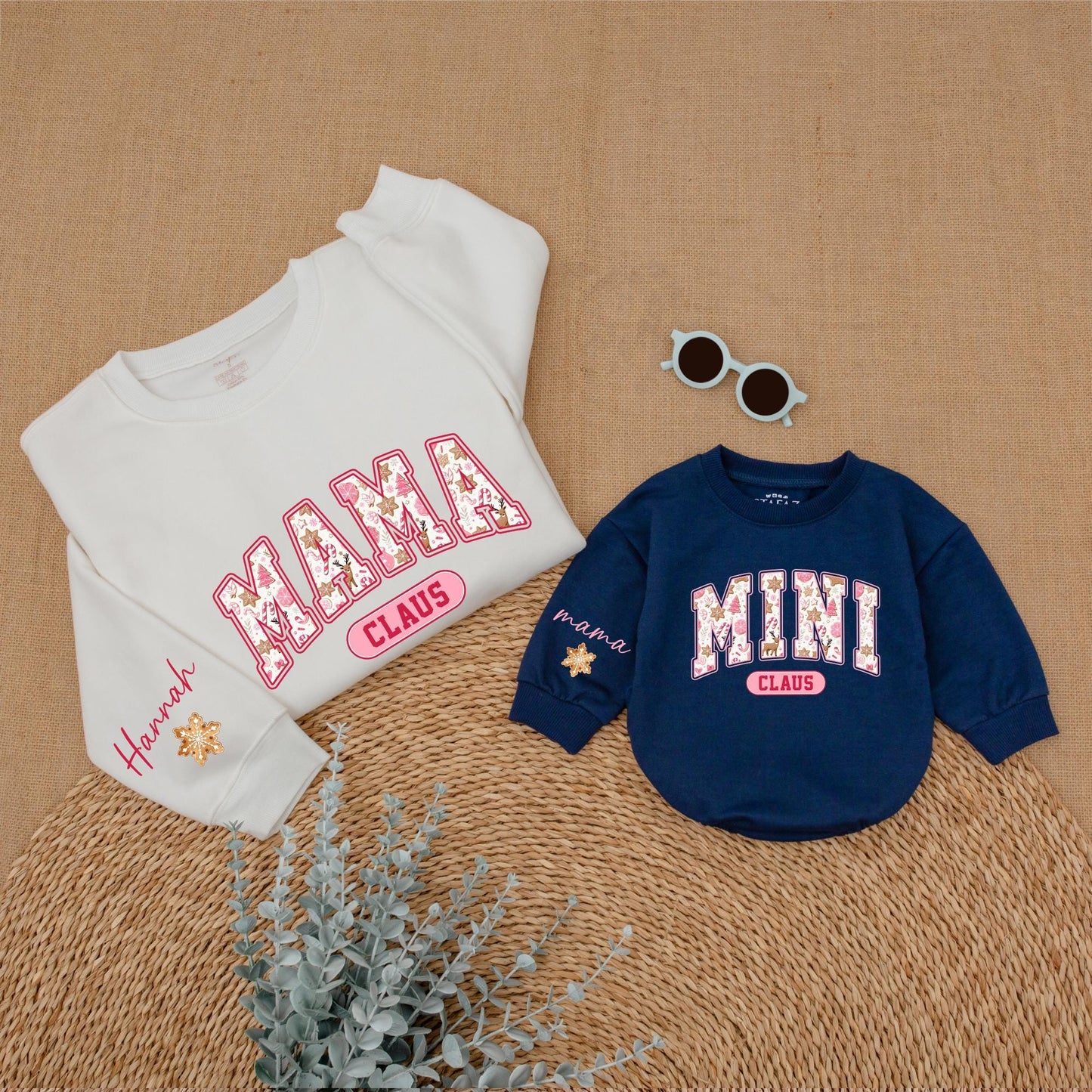 Mama and Mini Pink Christmas Sweatshirts | Family Matching Set