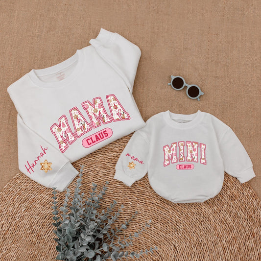 Mama and Mini Pink Christmas Sweatshirts | Family Matching Set