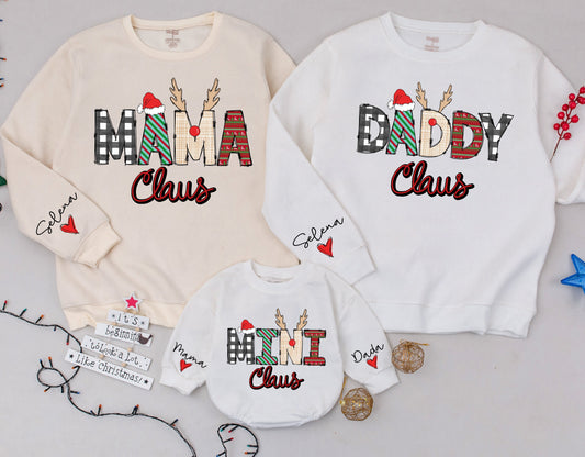 Matching Mama & Mini Claus Sweatshirts, Family Christmas Outfits