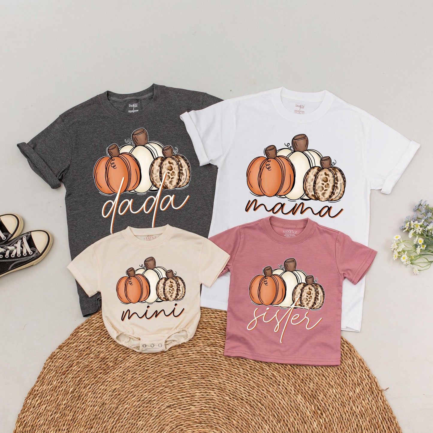 Matching Family Pumpkin Shirts, Mama & Mini, Retro Fall Outfits