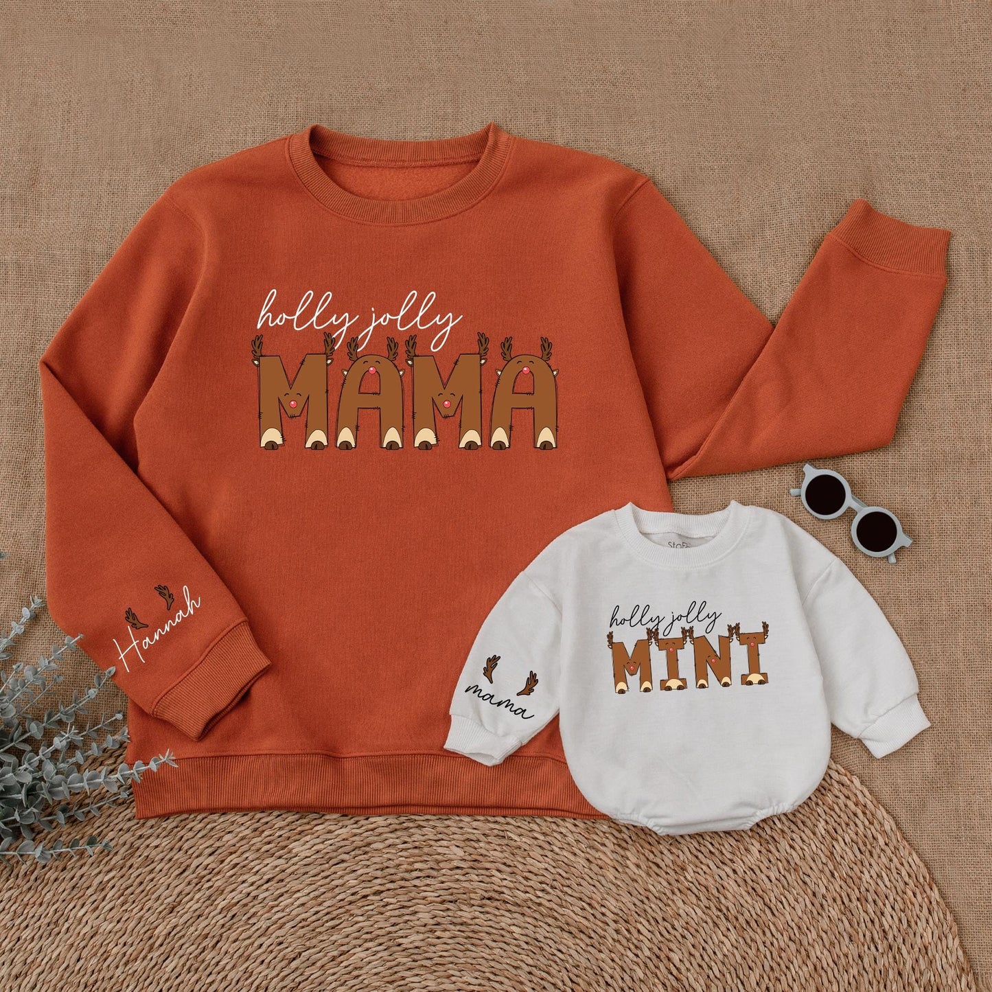 Matching Christmas Reindeer Sweatshirts for Moms and Kids