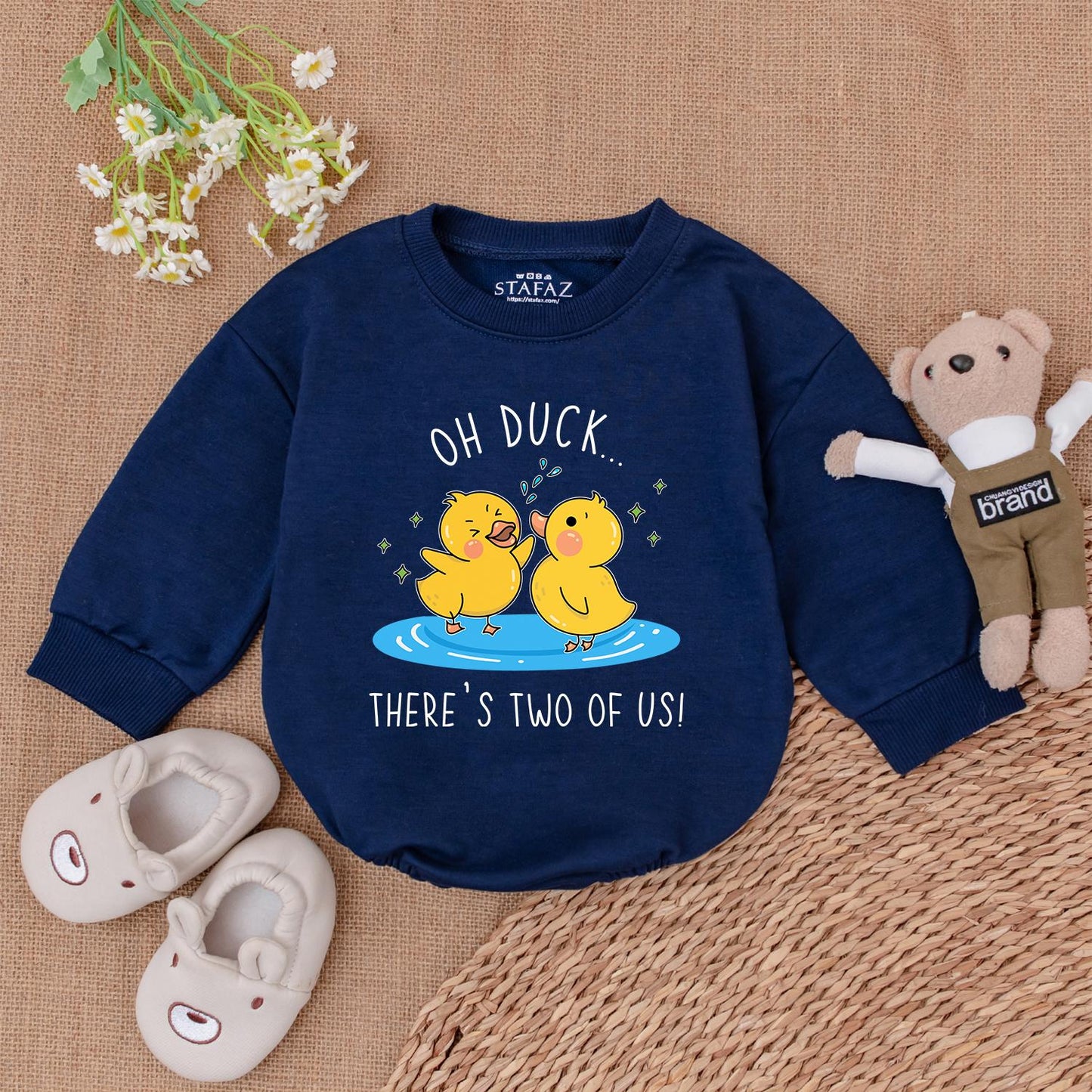 Adorable Twin Duck Rompers - Gender Neutral Baby Gift for Showers