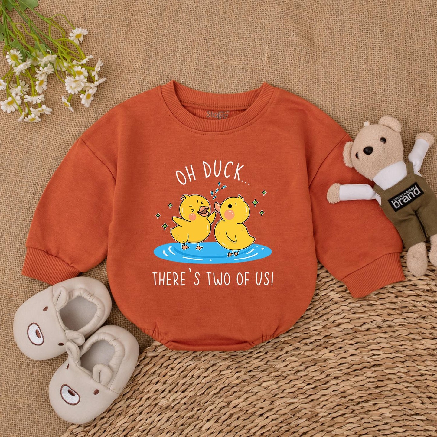 Adorable Twin Duck Rompers - Gender Neutral Baby Gift for Showers