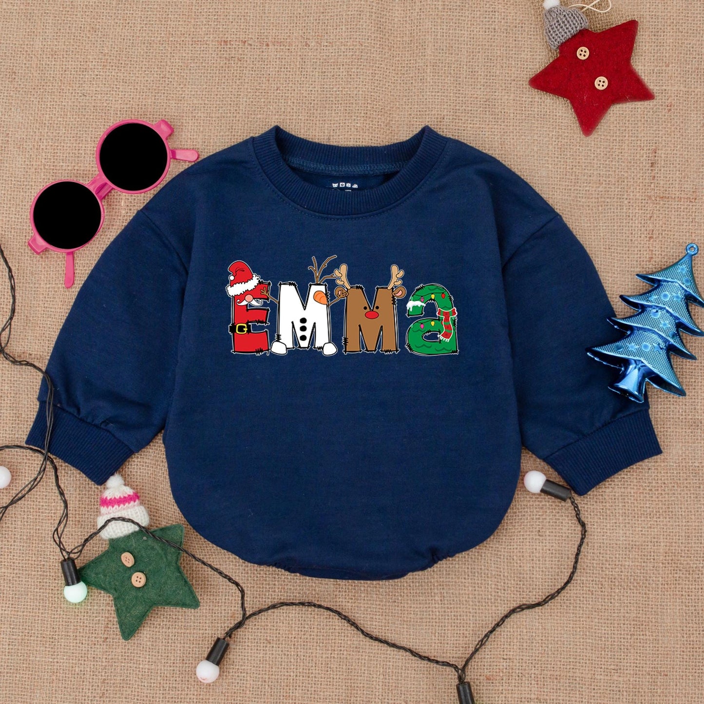 Customizable Xmas Baby Romper - Holiday Outfit with Name Feature