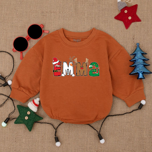 Customizable Xmas Baby Romper - Holiday Outfit with Name Feature