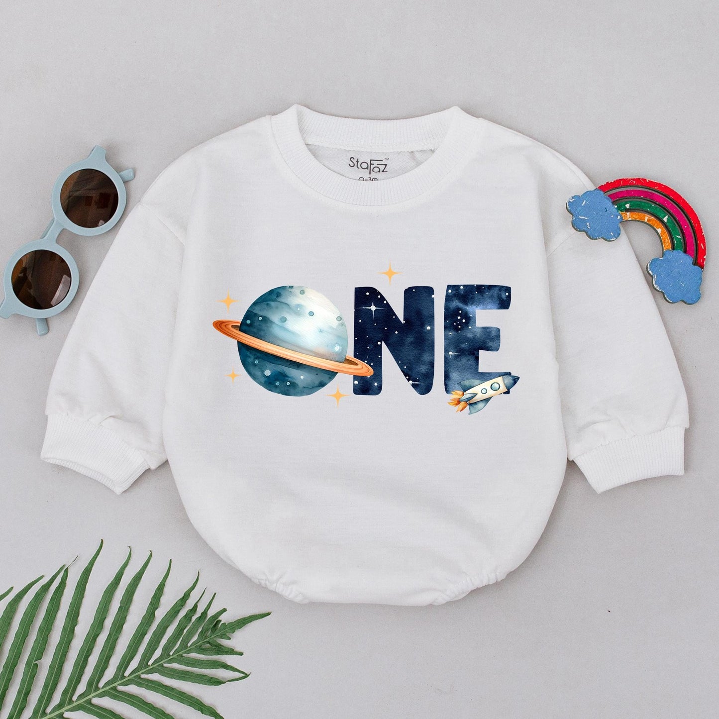 Dada Mama One Space Birthday Sweatshirt Galaxy First Trip Around The Sun Rocket Ship Outfit Personalized 1st Birthday Boy Astronaut Theme Family Gift (139)