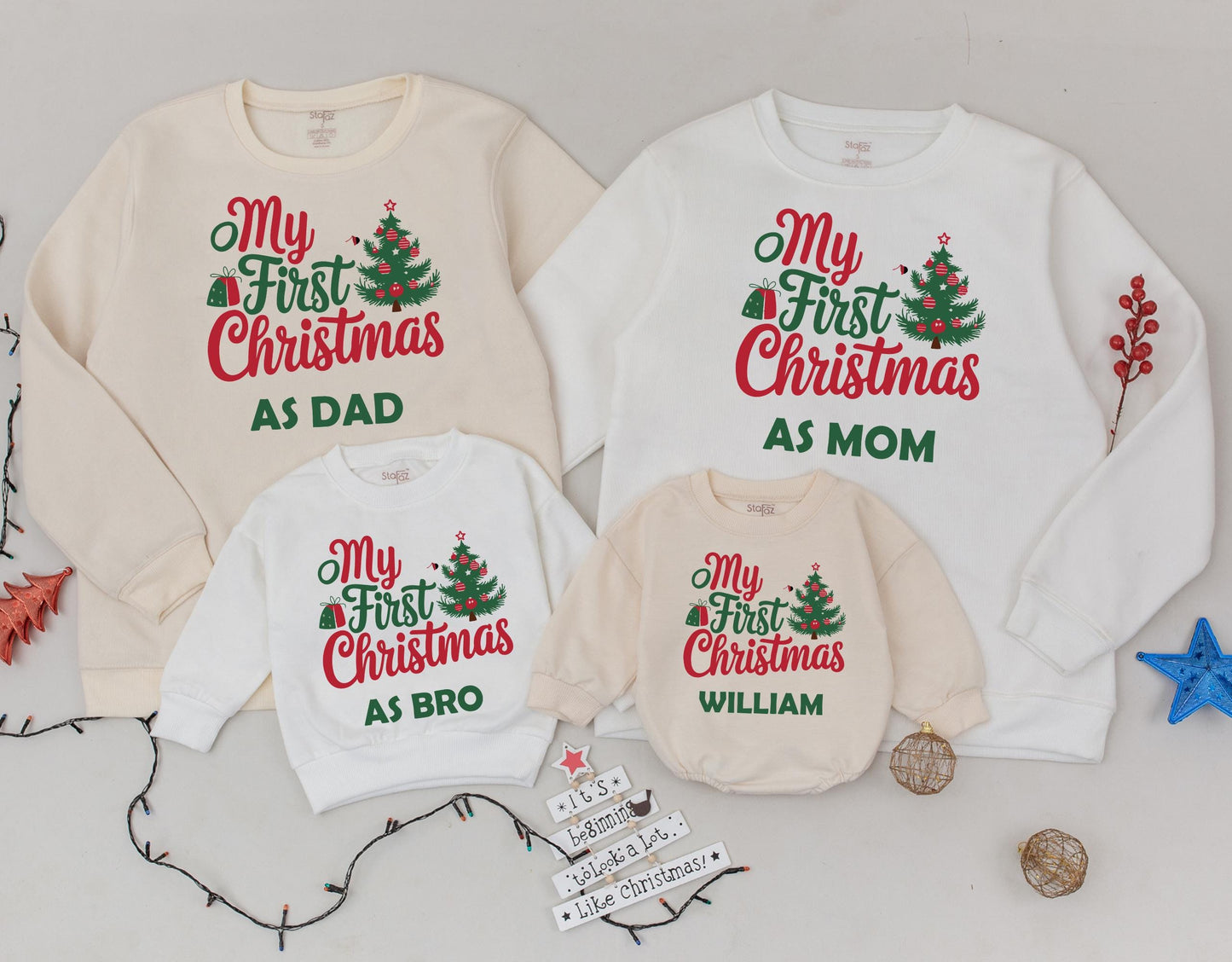 Matching Family Christmas Sweatshirts - Our First 2024 Celebration