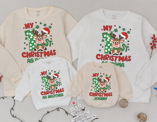 First Christmas Family Sweatshirt Set: Funny Holiday Tee & Gift