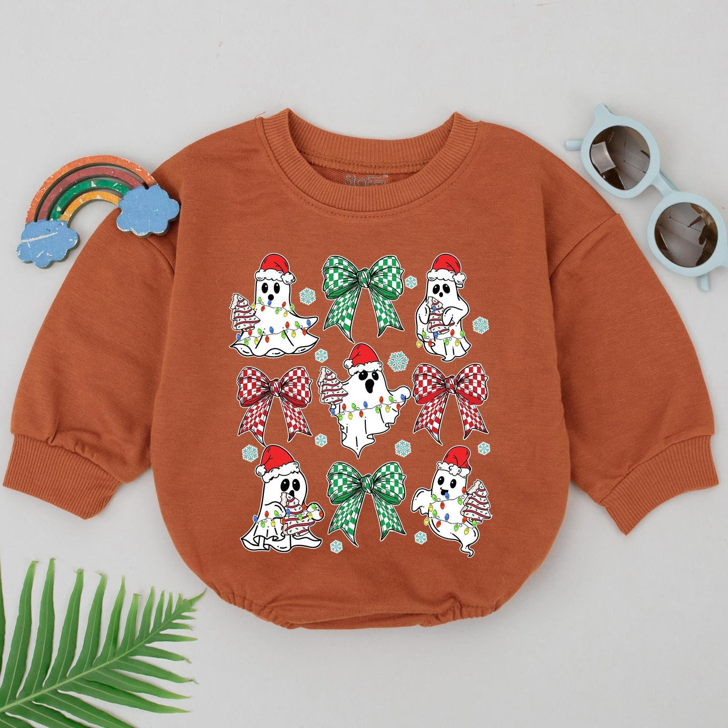 Festive Ghost Baby Romper – Perfect 1st Xmas Outfit & Shower Gift