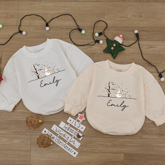 Baby's First Christmas Bodysuit: Adorable Snowman Romper Outfit