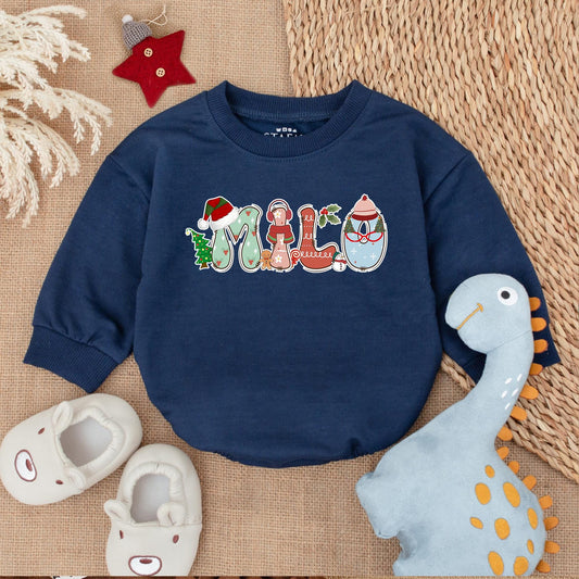 Personalized Christmas Baby Romper & Cozy Holiday Outfit Set