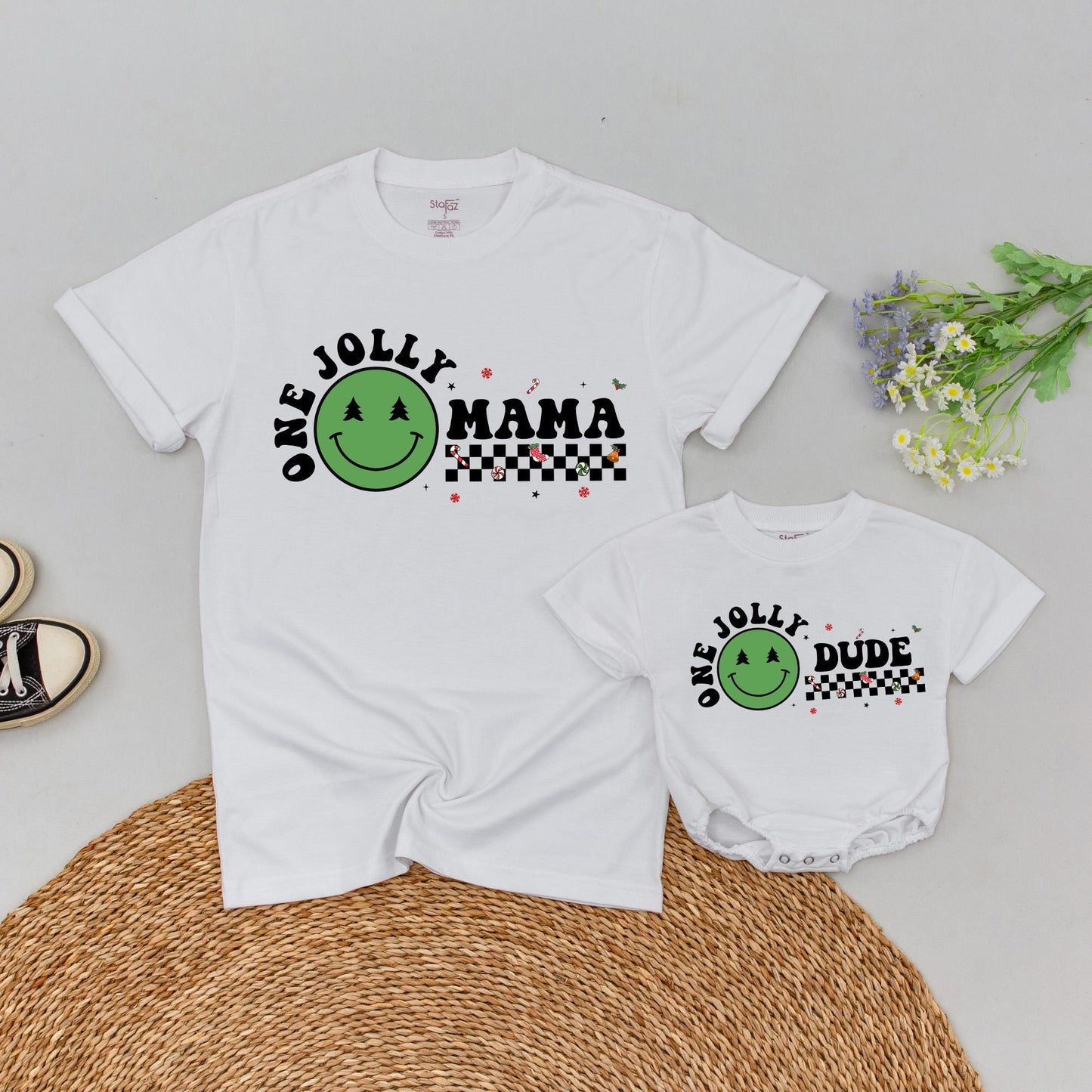 Festive Family Christmas Tees, One Jolly Dude Romper, Mommy & Me Set