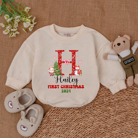 Baby's 1st Christmas Romper: Personalized Holiday Bodysuit Gift