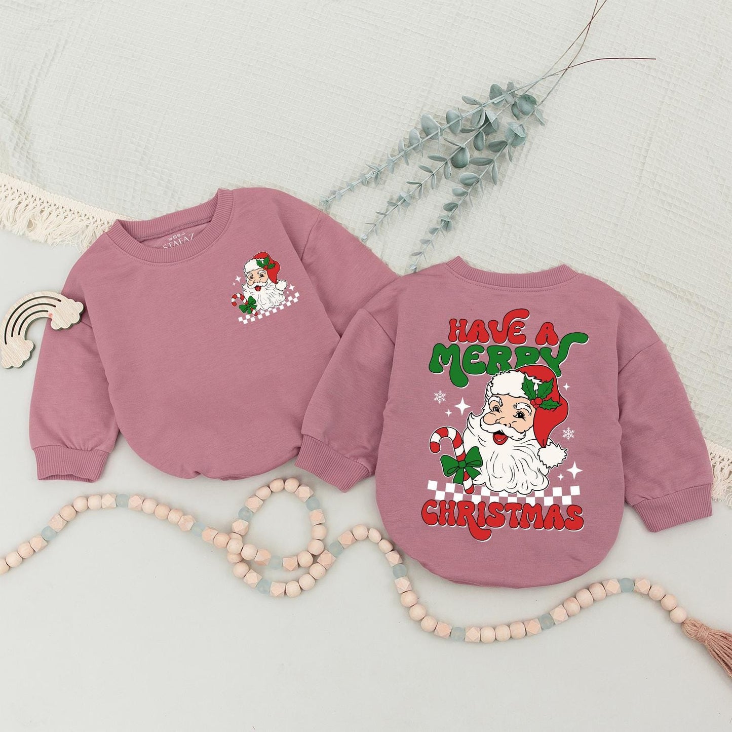 Retro Santa Christmas Sweatshirt, Mommy & Me Matching Holiday Outfit