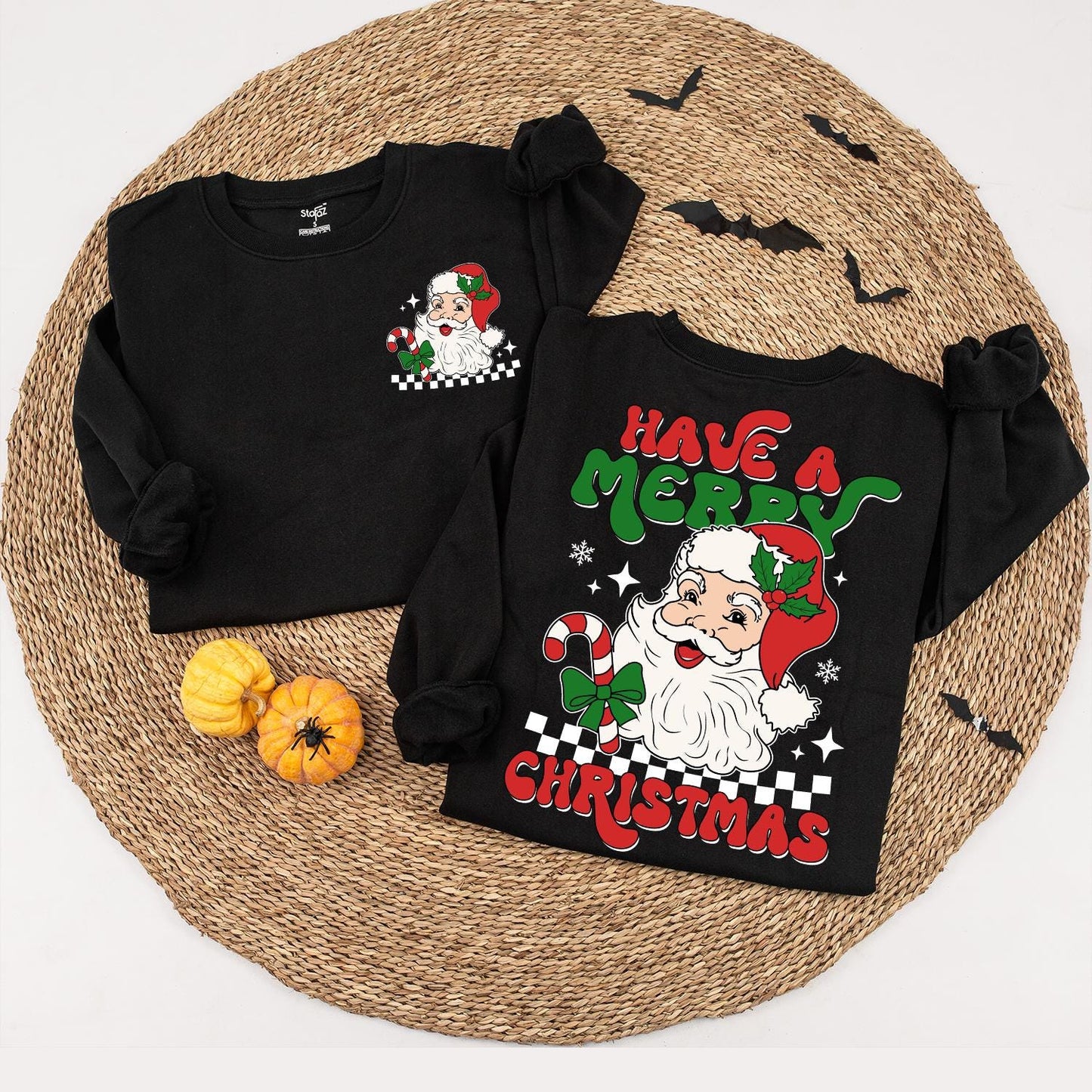 Retro Santa Christmas Sweatshirt, Mommy & Me Matching Holiday Outfit