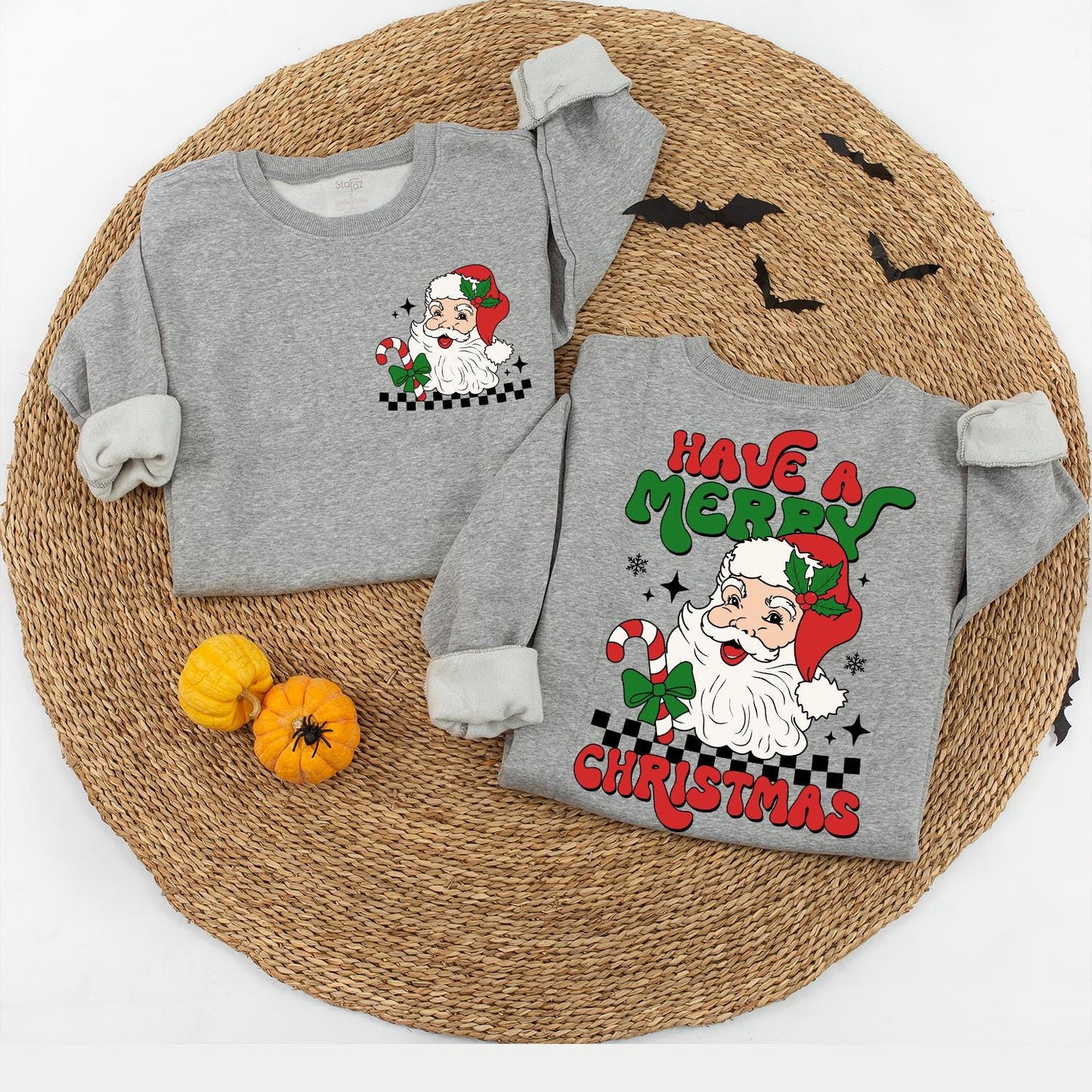 Retro Santa Christmas Sweatshirt, Mommy & Me Matching Holiday Outfit