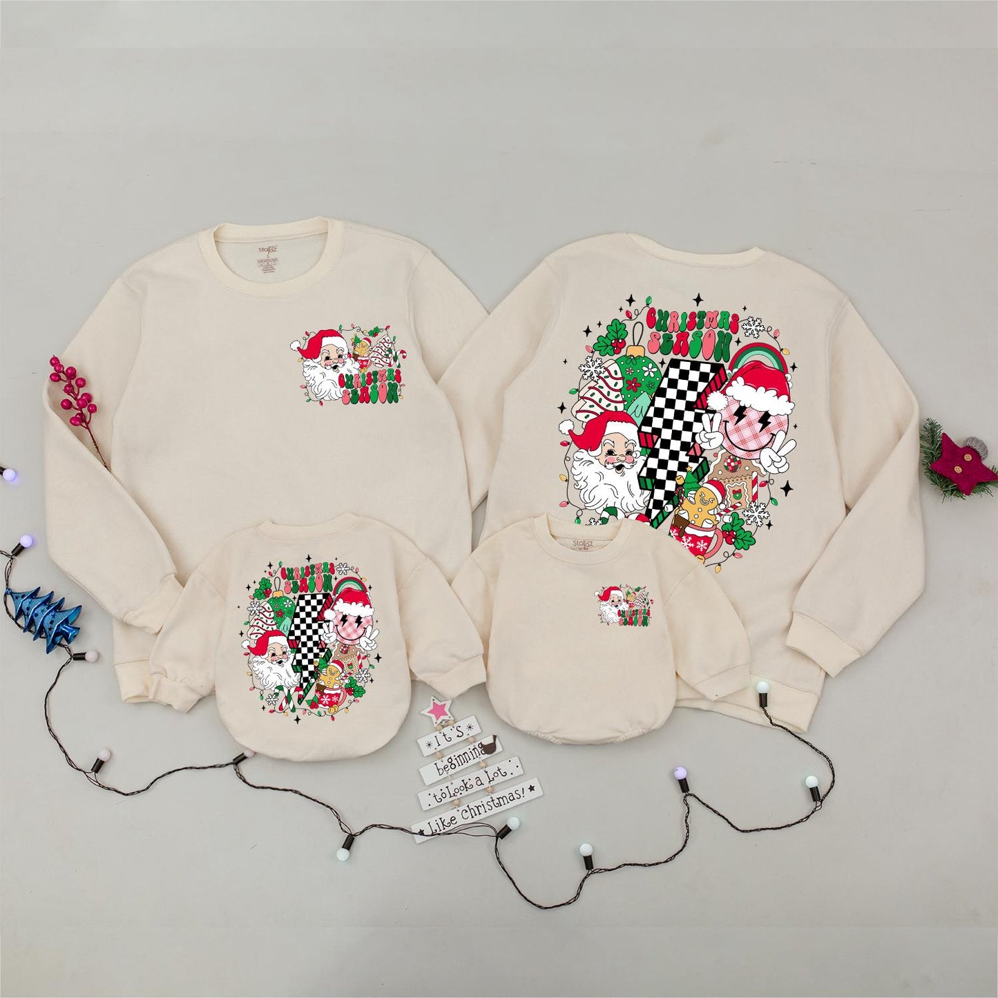 Trendy Retro Christmas Sweaters: Family Matching & Baby Outfits