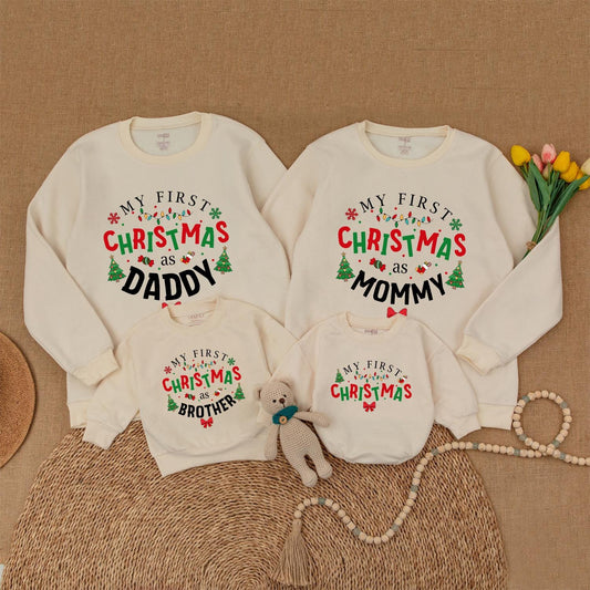 First Christmas Family Sweaters, Matching Xmas Outfits for Babies