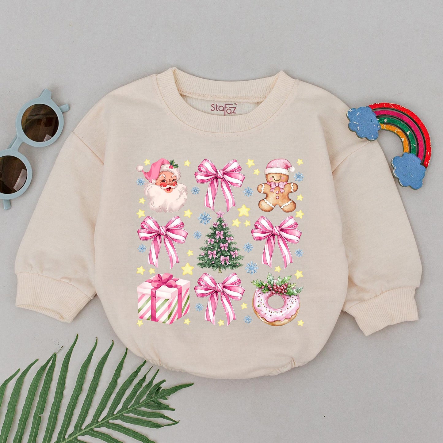 1st Christmas Baby Romper, Xmas Outfit, Newborn Girls Gift