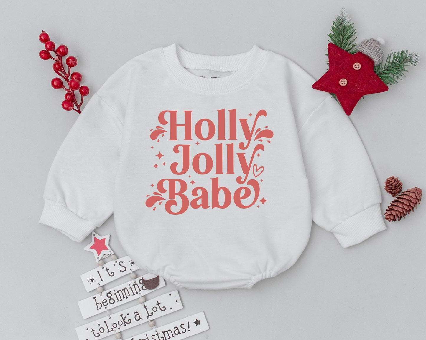 Vintage Christmas Baby Romper - Holiday Outfit, First Xmas Gift