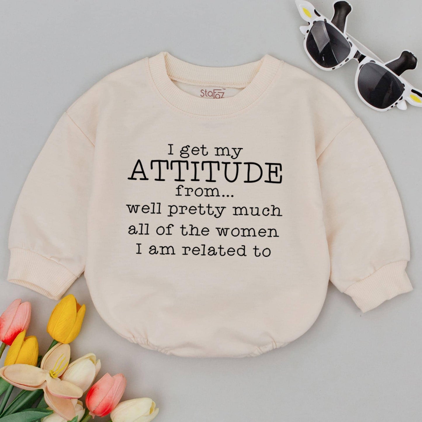 I Get My Attitude From The Women I'm Related To Baby Romper Funny Girl Clothes Newborn Gift Baby Shower Gift