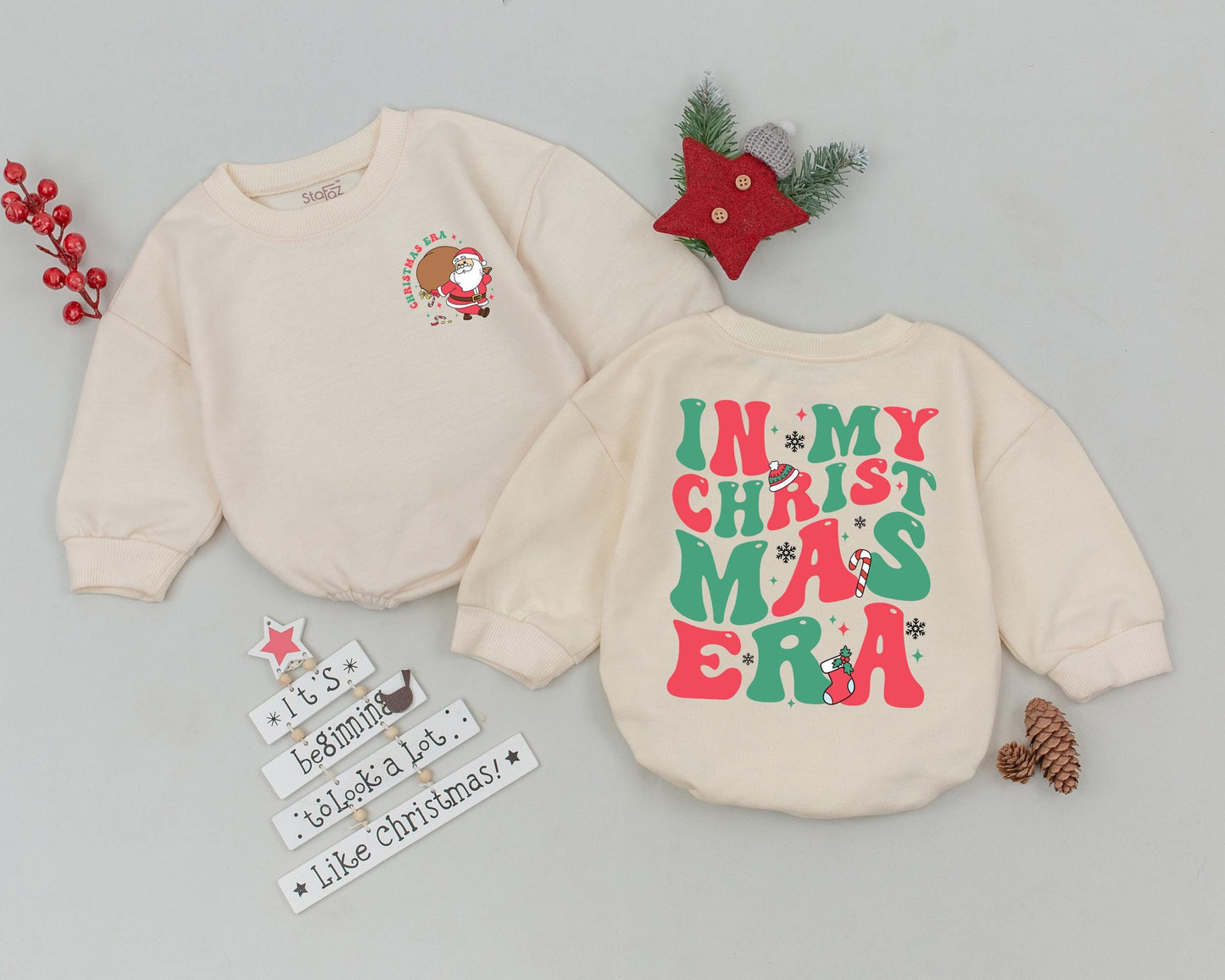 Vintage Santa Baby Romper: First Christmas Outfit & Shower Gift