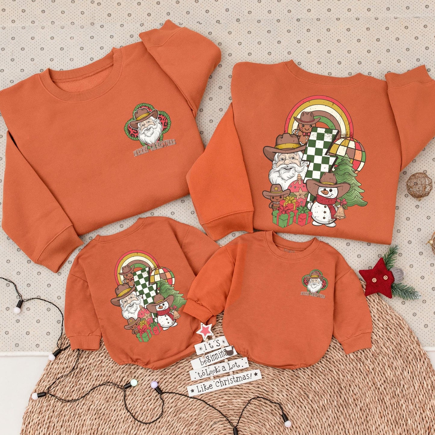 Vintage Retro Cowboy Santa Christmas Sweatshirt Country Western Merry Christmas Y'all Leopard Print Holiday Family Crewneck Apparel