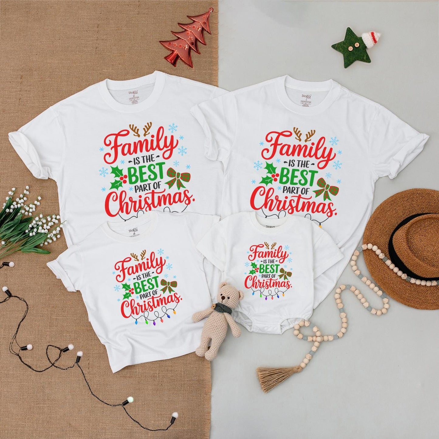 Family Christmas Lights Shirt, Best Part of Christmas Outfit, Cute Matching Holiday Tee, Mommy and Me Shirt, Newborn Gift, Festive Reindeer Antlers 136 chars