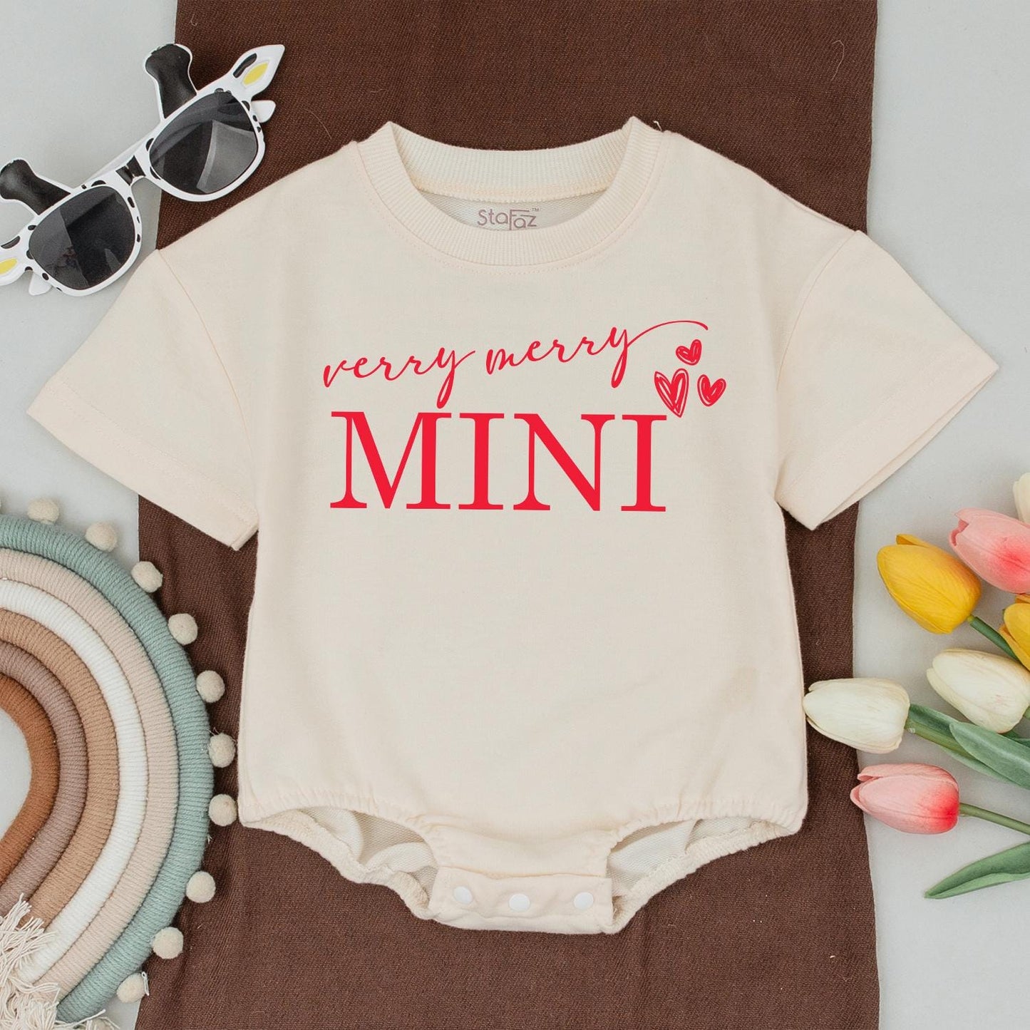 Very Merry Christmas Matching Family Shirts, Mama Mini Claus Outfit, Red Heart Holiday Tees, Baby Bodysuit, Newborn Gift Set, Festive Xmas Apparel (139 chars)
