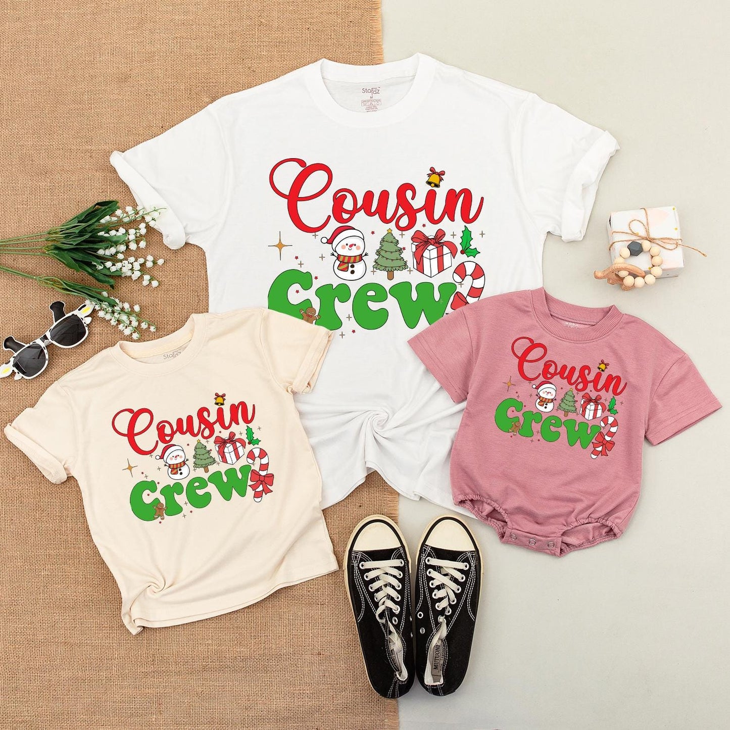 Cousin Crew Christmas Shirts: Festive Family Matching Outfits with Snowman, Tree, & Candy Cane Graphics for Toddler, Baby, and Kids Holiday Fun (138)