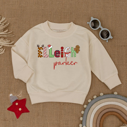 Personalized Christmas Sweatshirt with Festive Name Design! Holiday Toddler Shirt, Baby Shower Gift, Cozy Kid's Fall Outfit, Cute Christmas Outfit 139
