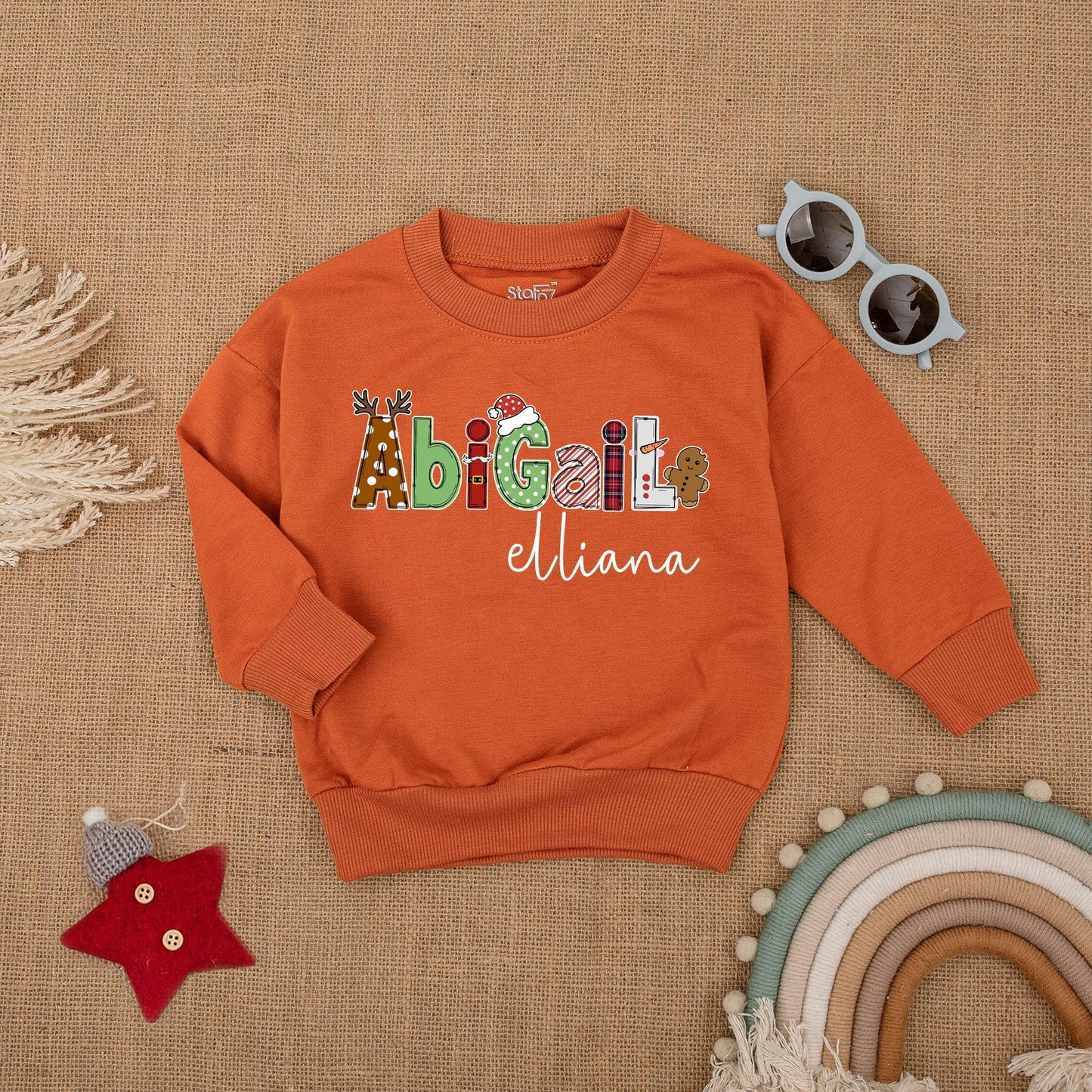 Personalized Christmas Sweatshirt with Festive Name Design! Holiday Toddler Shirt, Baby Shower Gift, Cozy Kid's Fall Outfit, Cute Christmas Outfit 139