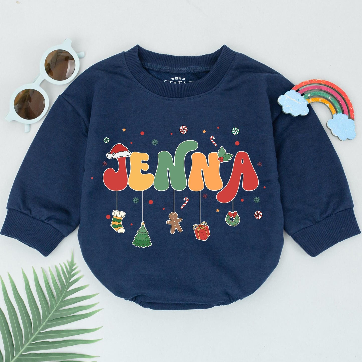 Custom Name Christmas Romper – Baby's 1st Xmas Outfit & Gift