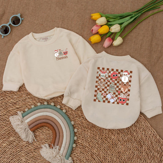 Groovy Retro Christmas Romper - Newborn's 1st Festive Bodysuit