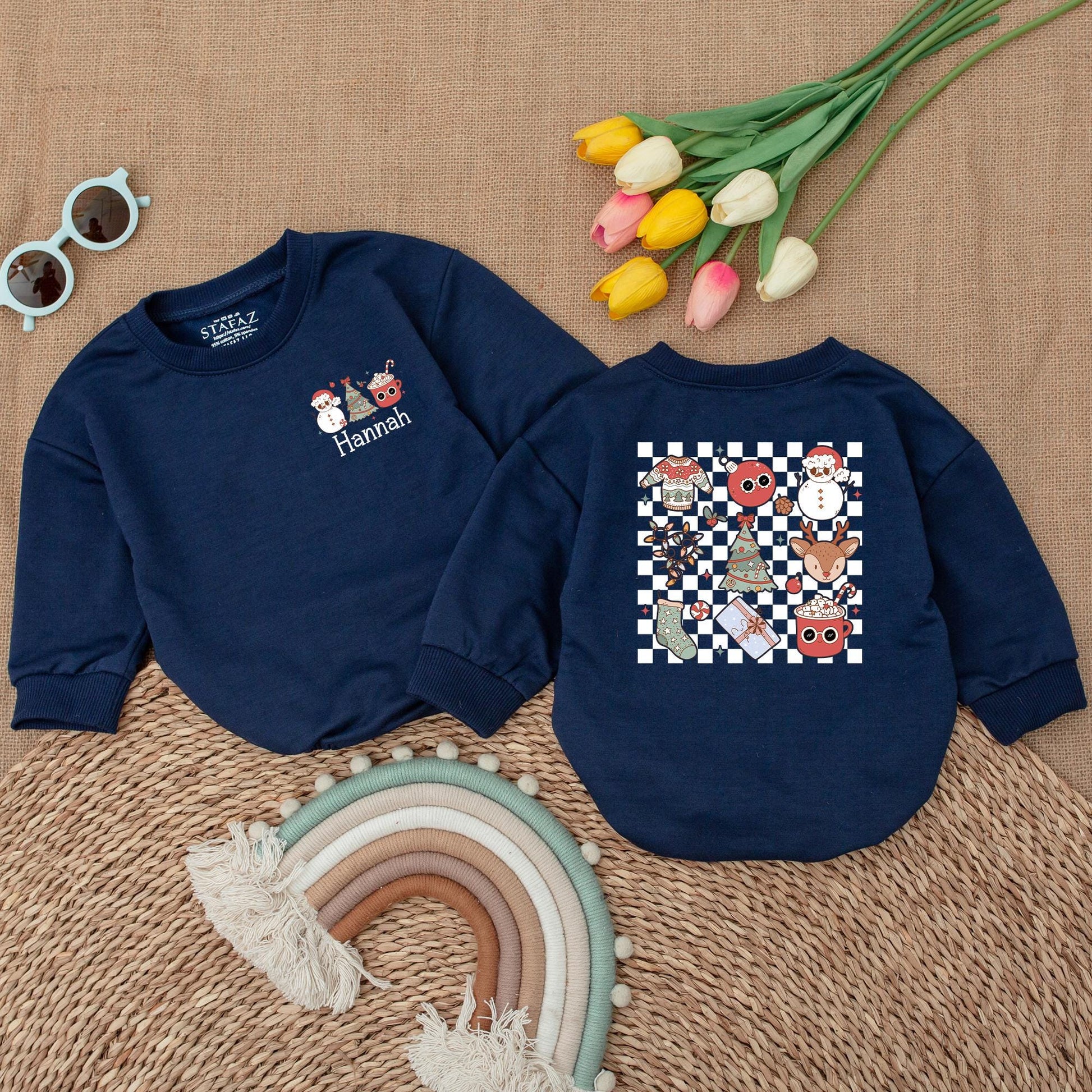 Groovy Retro Christmas Romper - Newborn's 1st Festive Bodysuit