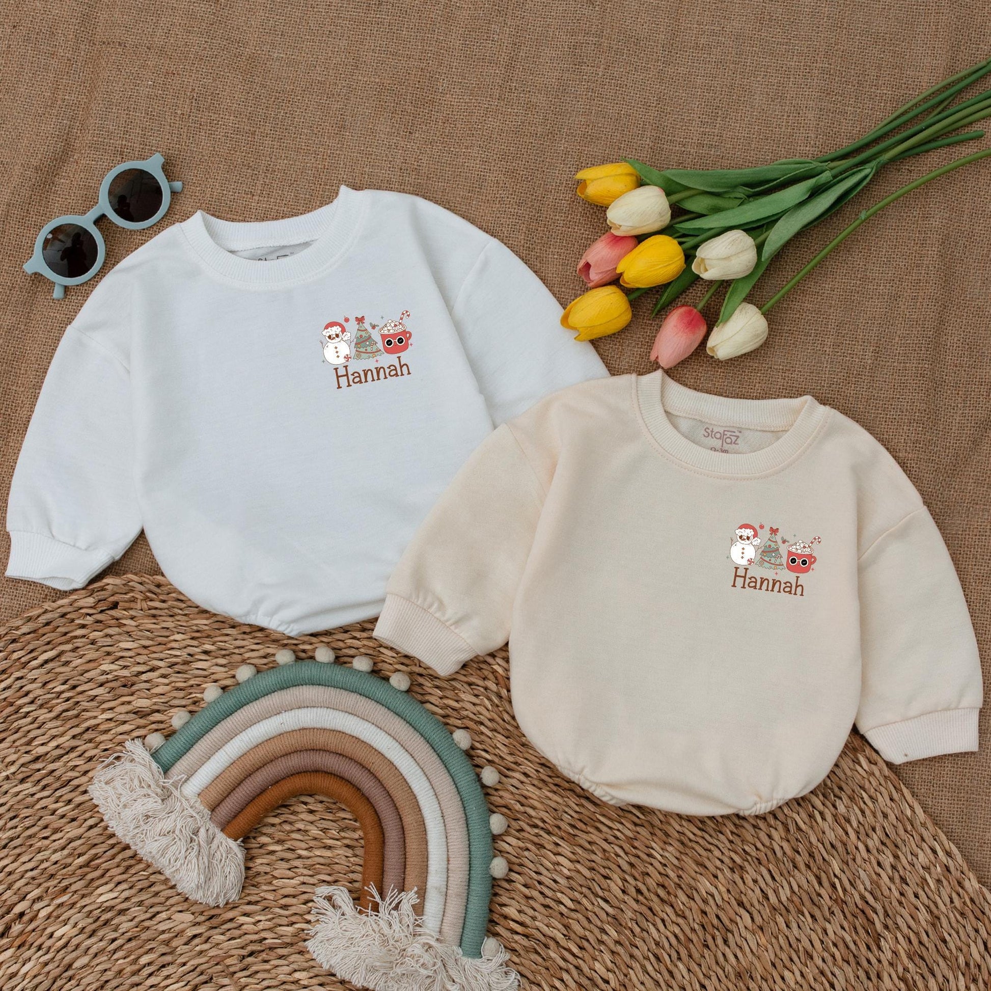 Groovy Retro Christmas Romper - Newborn's 1st Festive Bodysuit