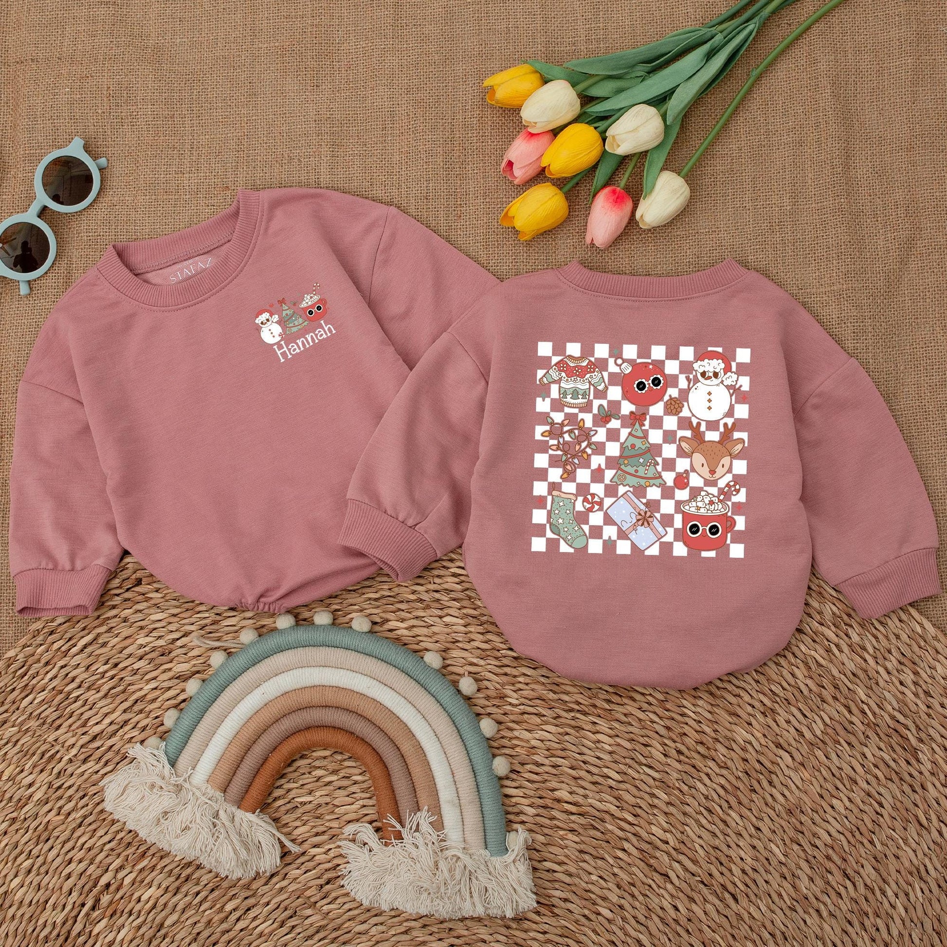 Groovy Retro Christmas Romper - Newborn's 1st Festive Bodysuit