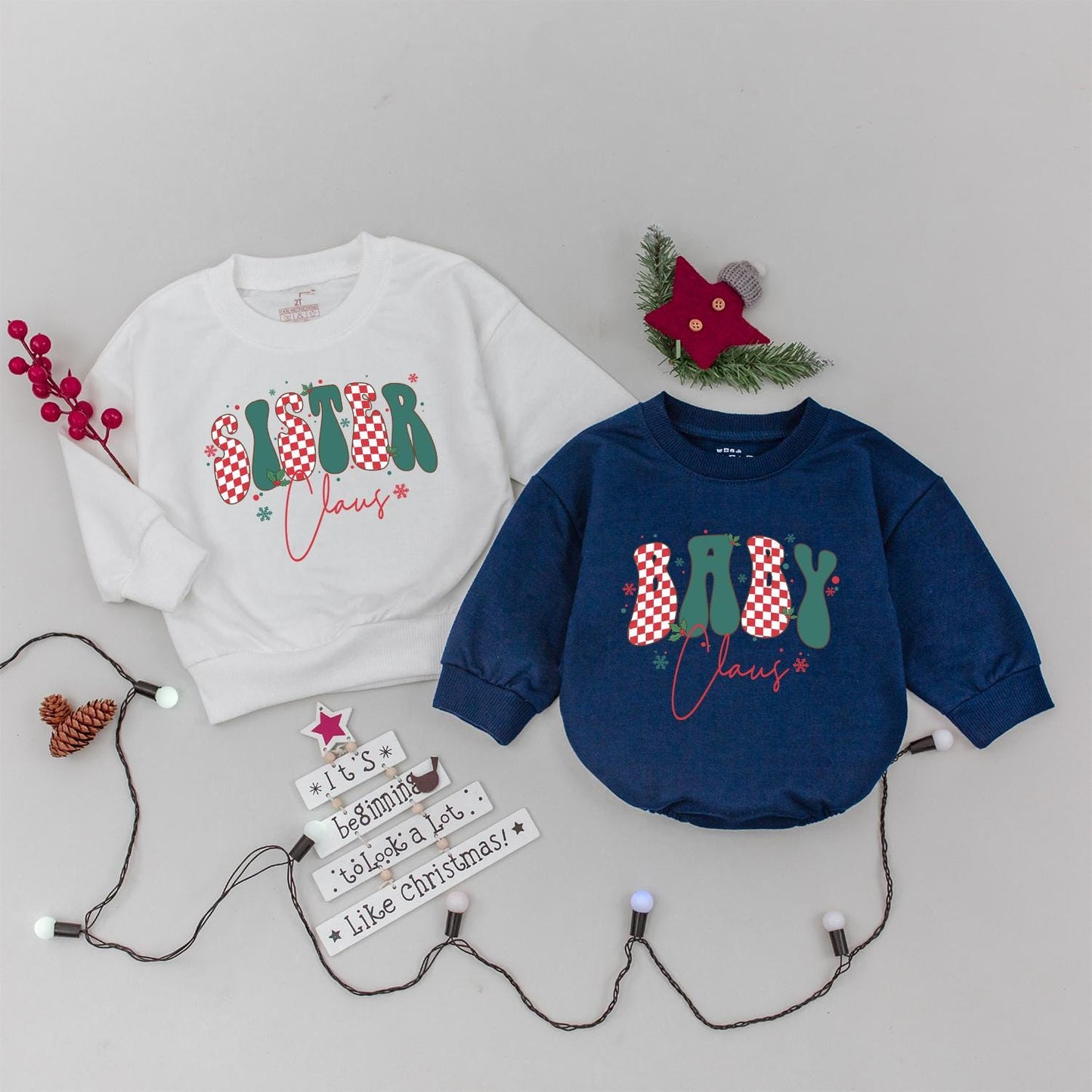 Matching Family Claus Sweaters: Trendy Checkered Xmas Gifts