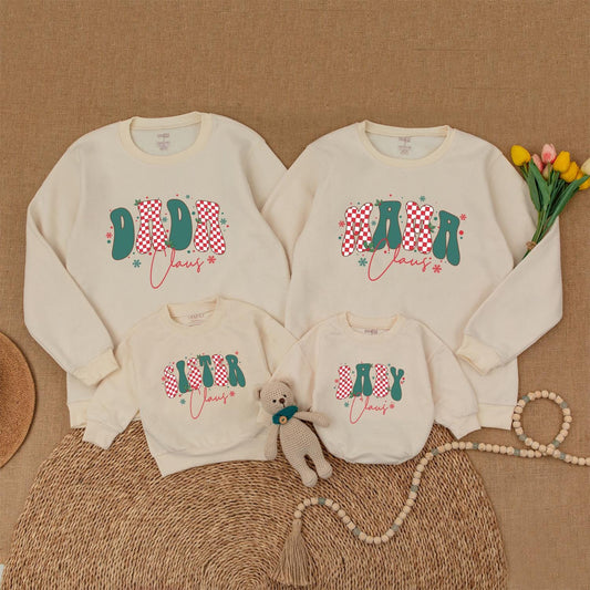 Matching Family Claus Sweaters: Trendy Checkered Xmas Gifts