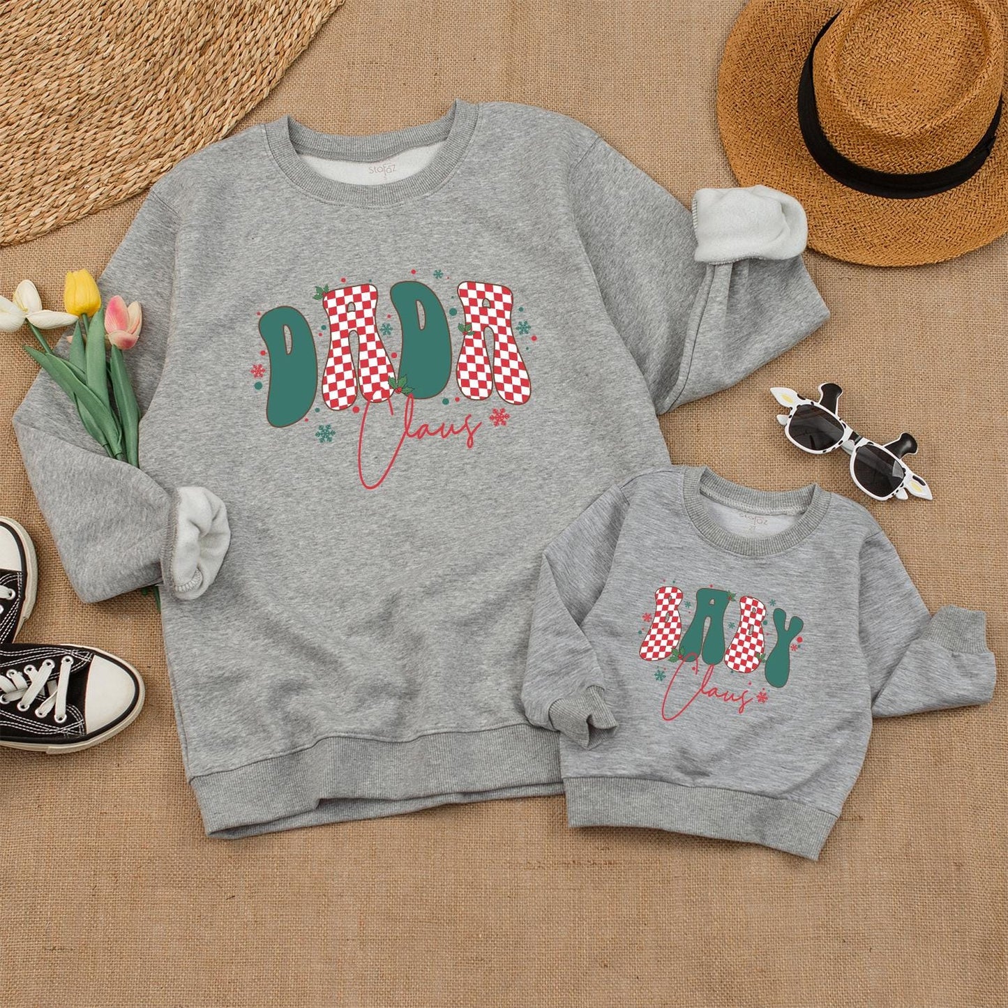 Matching Family Claus Sweaters: Trendy Checkered Xmas Gifts