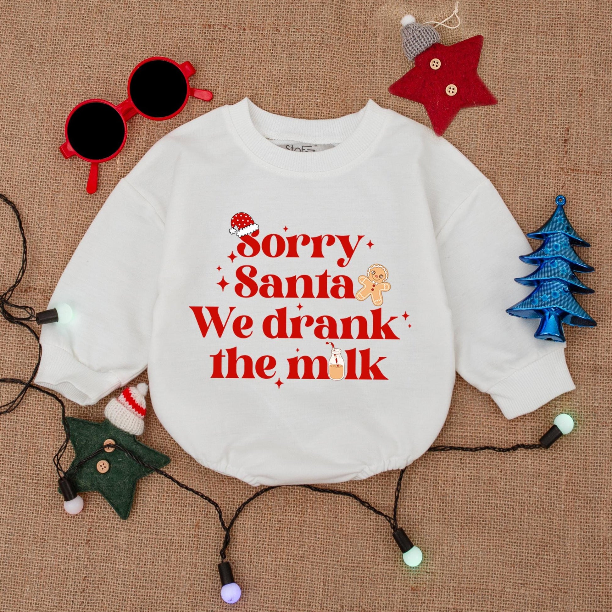 Sorry Santa Drank the Milk Bodysuit Baby's First Christmas Outfit Twin Holiday Romper Cheerful Newborn Clothes Cartoonish Christmas Present Cute Infant 135