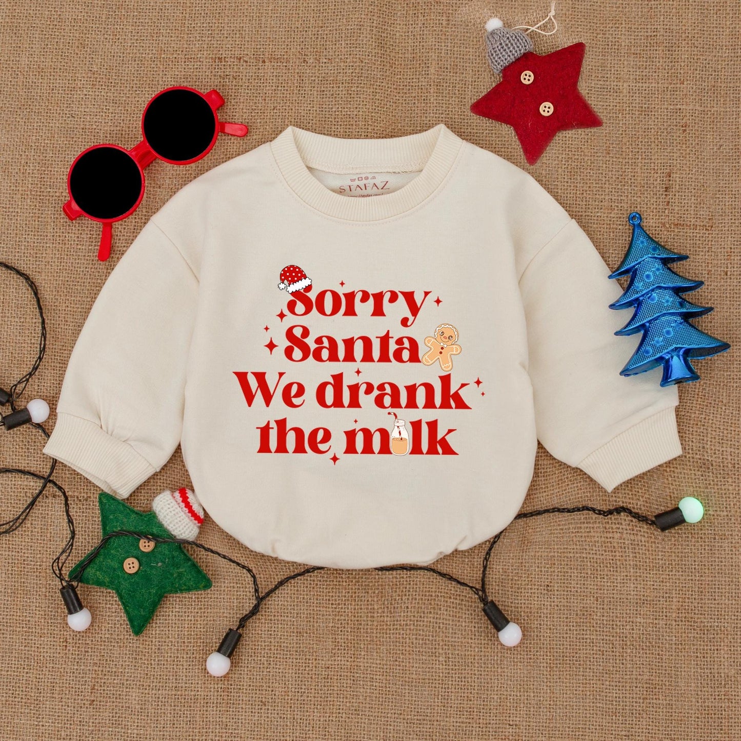 Sorry Santa Drank the Milk Bodysuit Baby's First Christmas Outfit Twin Holiday Romper Cheerful Newborn Clothes Cartoonish Christmas Present Cute Infant 135