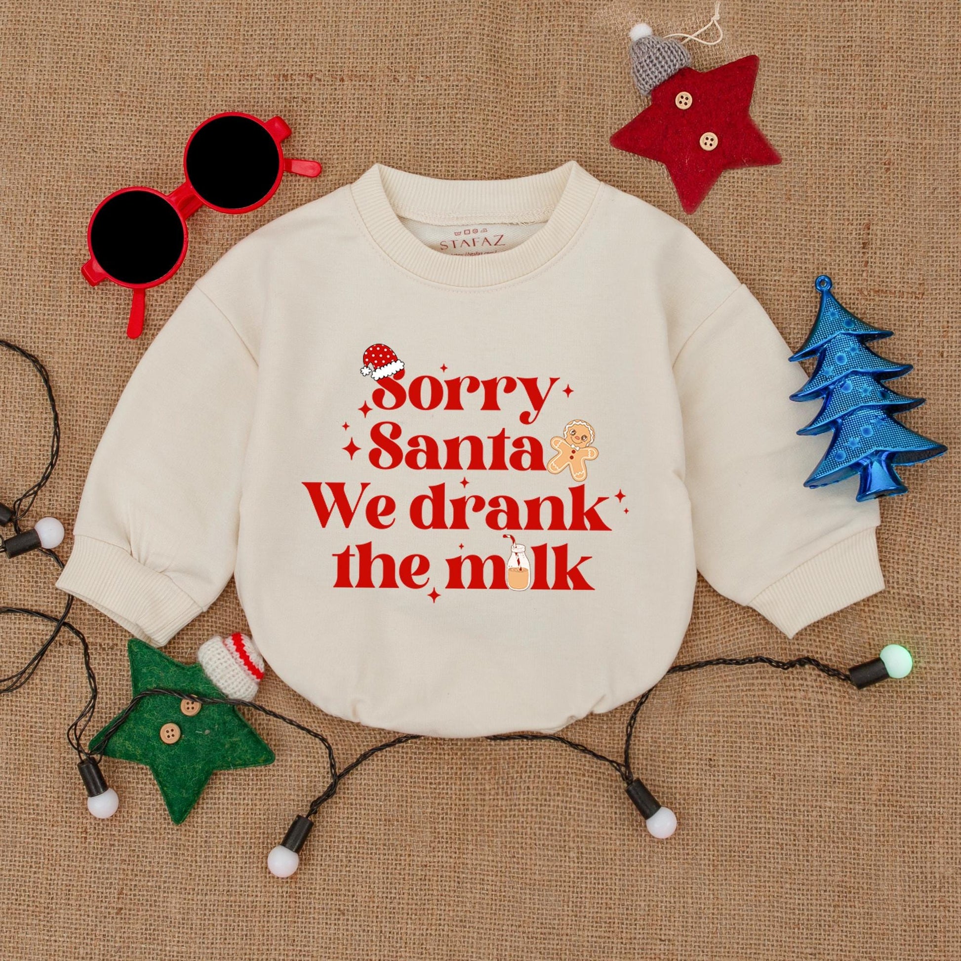 Sorry Santa Drank the Milk Bodysuit Baby's First Christmas Outfit Twin Holiday Romper Cheerful Newborn Clothes Cartoonish Christmas Present Cute Infant 135