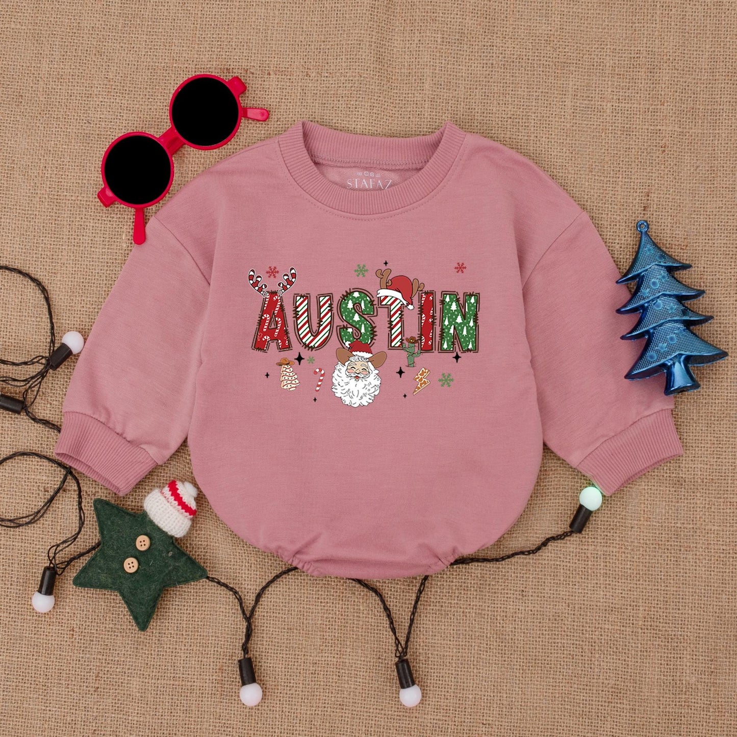 Personalized First Christmas Baby Outfit: Bodysuit & Romper Gift