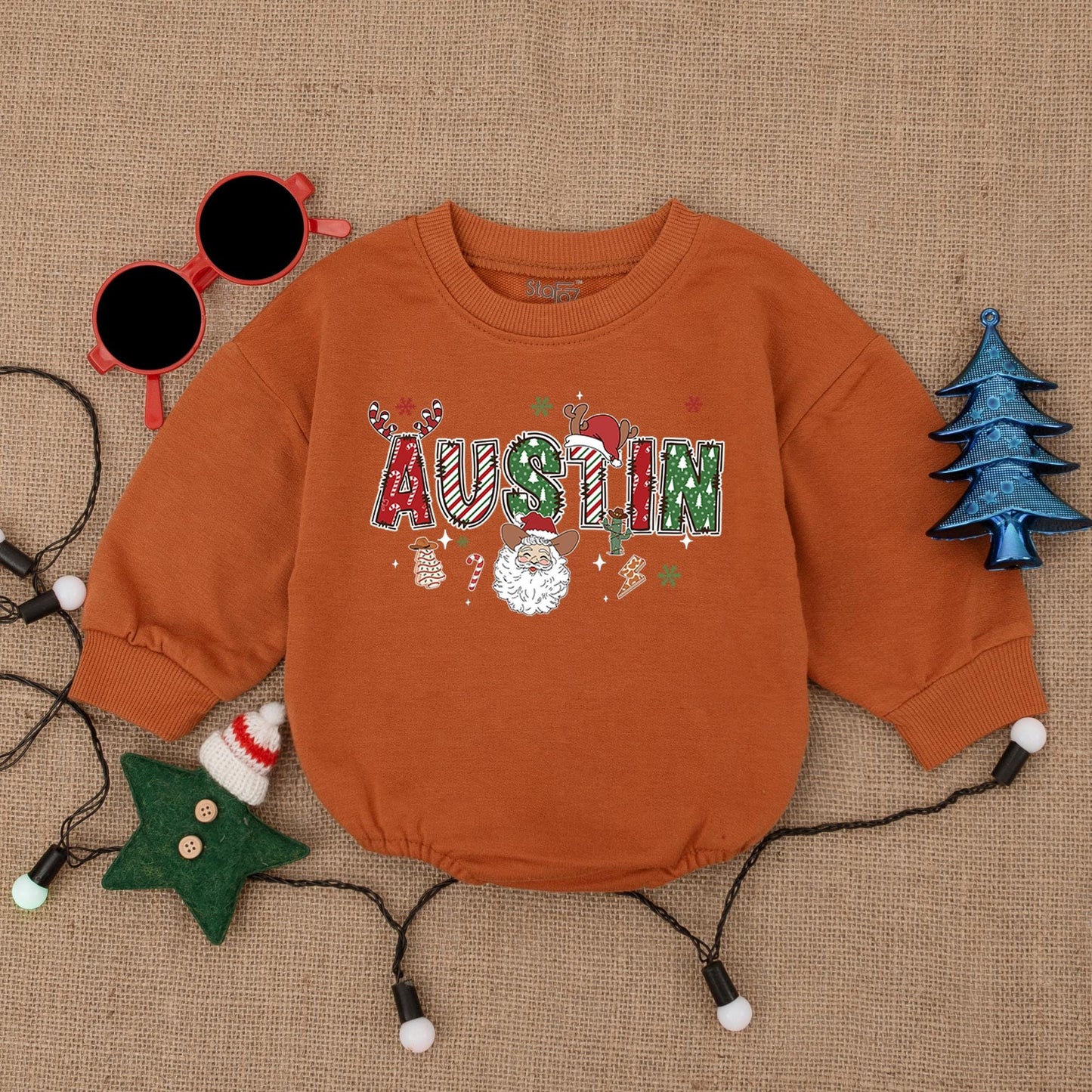 Personalized First Christmas Baby Outfit: Bodysuit & Romper Gift
