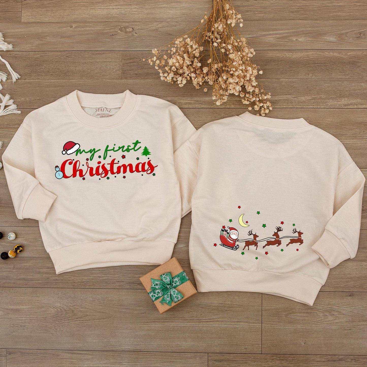 My First Christmas Baby Bodysuit Romper Outfit, Cute Santa & Reindeer Design, Holiday Baby Clothes, Festive Infant Outfit 1st Christmas Party 137